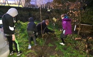 children planting up orchard-shiremoor adventure playground
