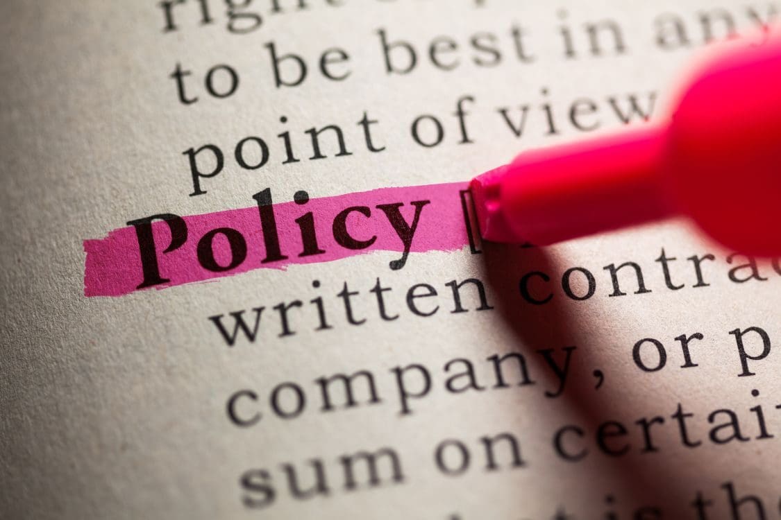 Text Policy highlighted in pink