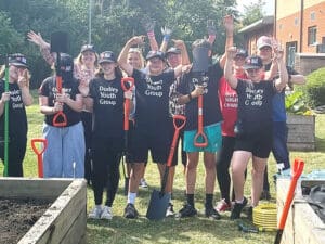 Members of Dudley Youth Group at work on the gardening project