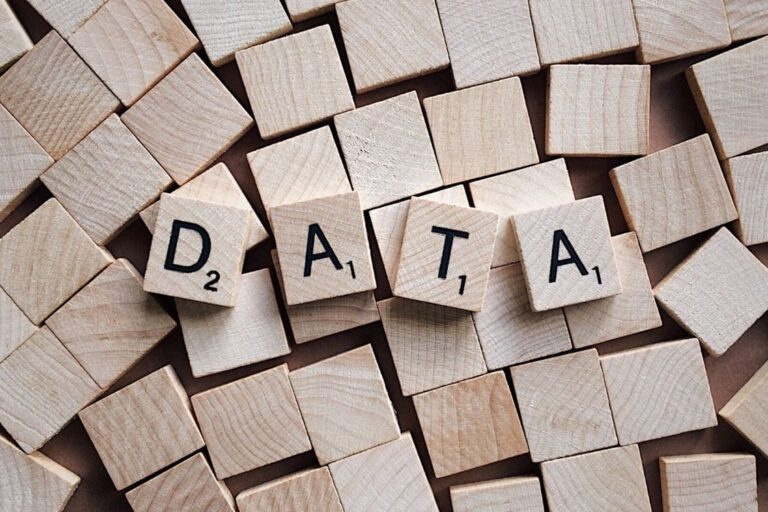 Wooden blocks spelling out the word DATA