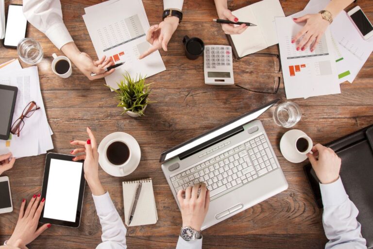 business meeting teamwork at meeting table